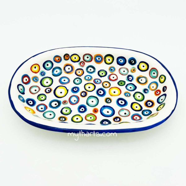 18513426-1 Myth Arts 26cm Oval Plate Multi Eye - Image 1
